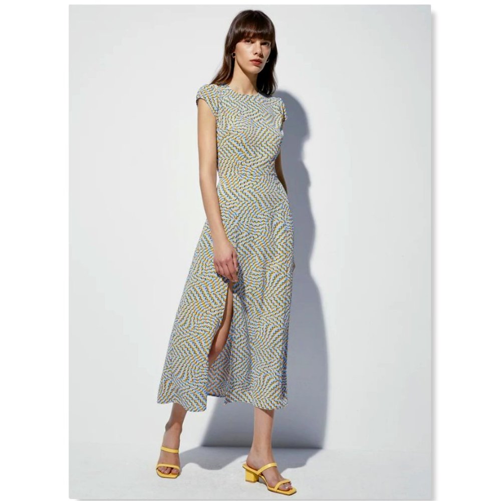 Shoulder Cap Groovy Midi Dress